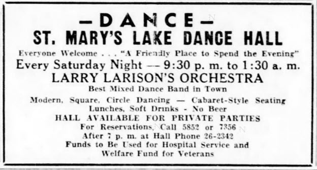 St. Marys Lake Dance Hall - 15 Dec 1950 Ad (newer photo)